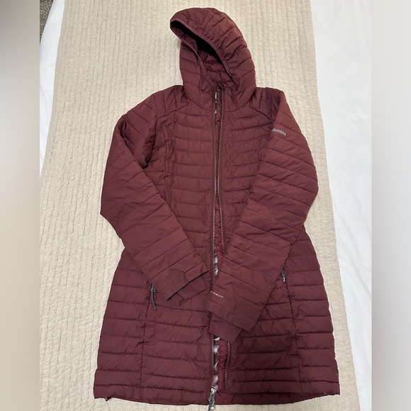 Columbia Women's Small Berry Colored Down Puffer Mid-Thigh Length Jacket/Coat - Picture 9 of 12